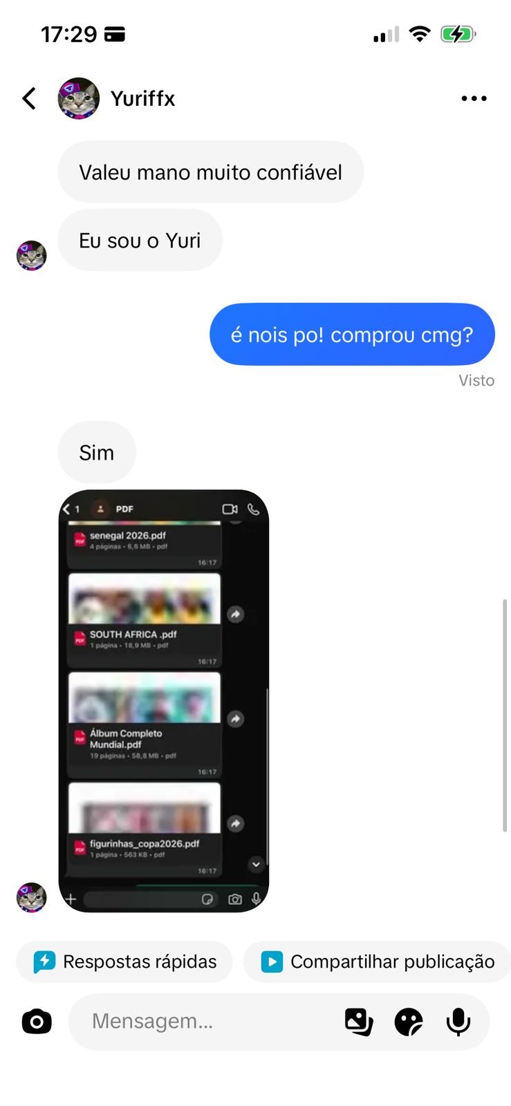 Cliente confirmando a compra e recebendo os PDFs